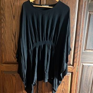 La Vie En Rose Black Flowing Smocked-Waist Swim Coverup